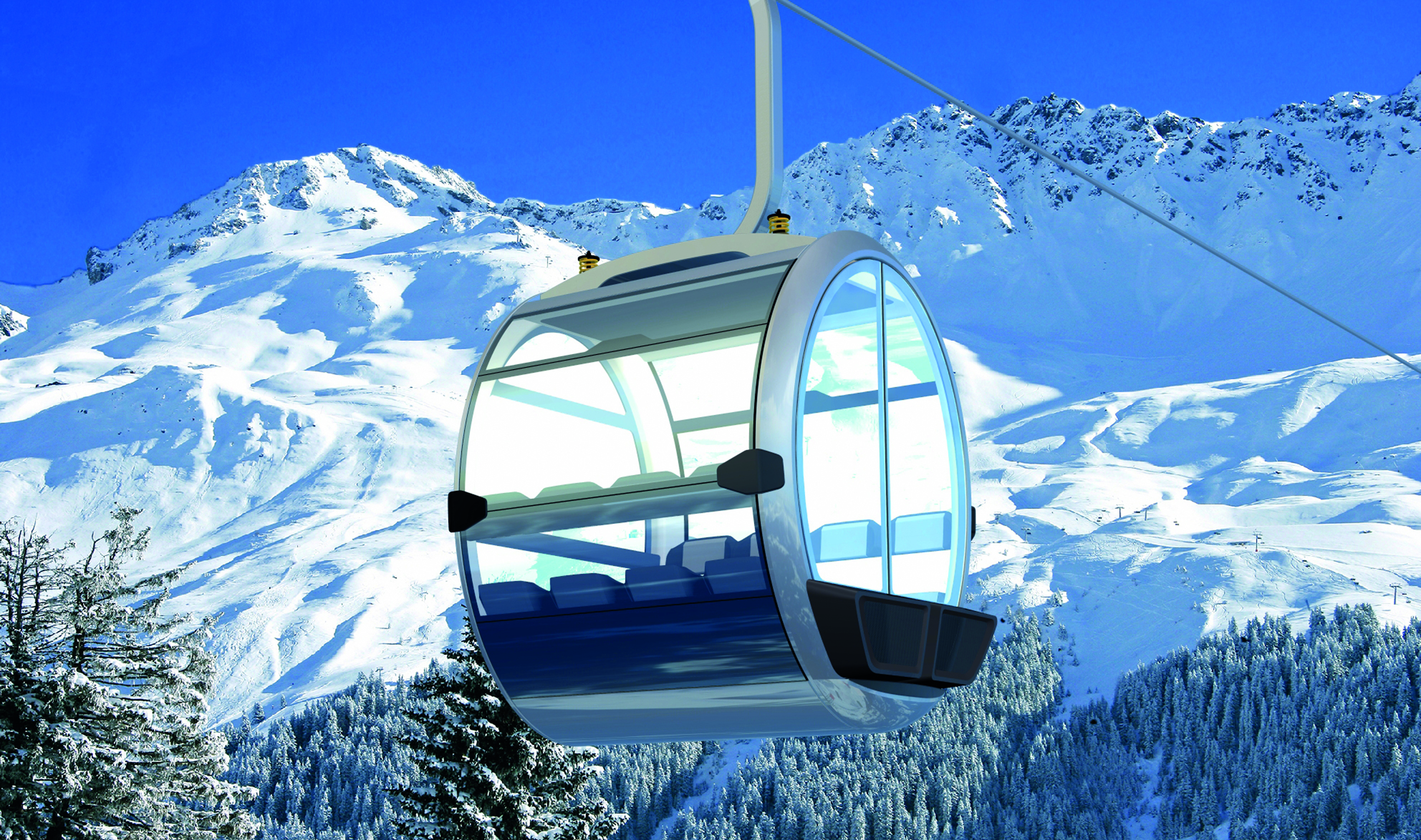 Erste Umlaufbahn mit  Panorama-Kabinen-Design  by Porsche Design Studio