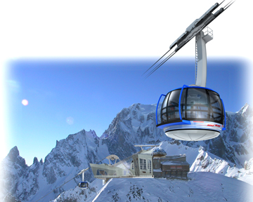 Neue Pendelbahn in zwei Teilstrecken am Mont Blanc